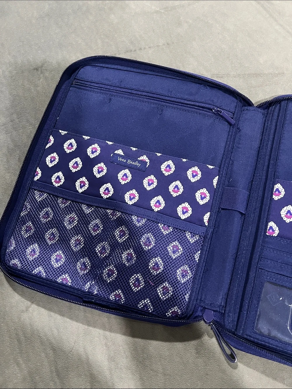 Vera Bradley Purple Floral Quilted tablet Sleeve with Blue Accents